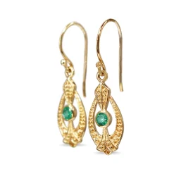 9ct Yellow Gold Emerald Art Deco Style Earrings
