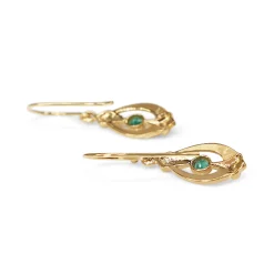 9ct Yellow Gold Emerald Art Deco Style Earrings