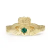 9ct Yellow Gold Emerald Claddagh Ring