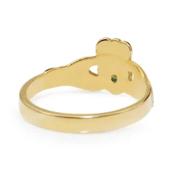 9ct Yellow Gold Emerald Claddagh Ring