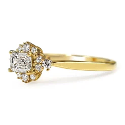 18ct Yellow Gold Emerald Cut Diamond Cluster Ring
