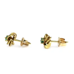 14ct Yellow Gold Emerald Knot Stud Earrings