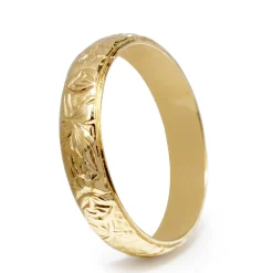 9ct Yellow Gold Engraved Band