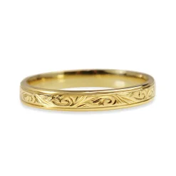 18ct Yellow Gold Engraved Band