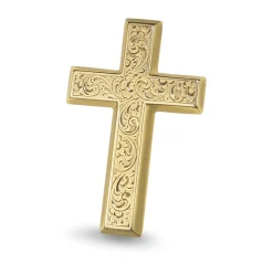 10ct Yellow Gold Engraved Cross Brooch