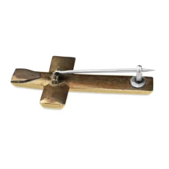10ct Yellow Gold Engraved Cross Brooch