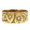 9ct Yellow Gold Engraved Double Heart Band