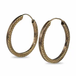 9ct Yellow Gold Engraved Hoop Earrings