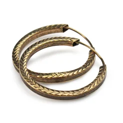 9ct Yellow Gold Engraved Hoop Earrings