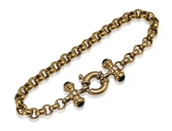 9ct Yellow Gold Estate Belcher Link Bracelet with Onyx