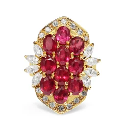 18ct Yellow Gold Estate Ruby and Cubic Zirconia Ring