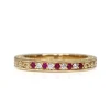 9ct Yellow Gold Etched Ruby and Diamond Band Ring