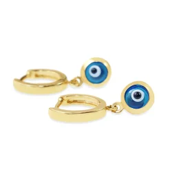 9ct Yellow Gold Evil Eye Hoop Earrings