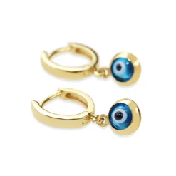 9ct Yellow Gold Evil Eye Hoop Earrings