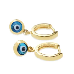 9ct Yellow Gold Evil Eye Hoop Earrings