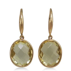 9ct Yellow Gold Faceted Quartz Earrings