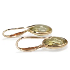 9ct Yellow Gold Faceted Quartz Earrings