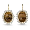 14ct Yellow Gold Faceted Tiger Eye and Cultured Pearl Earrings