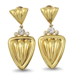 18ct Yellow Gold Fancy Drop Earrings with Cubic Zirconia