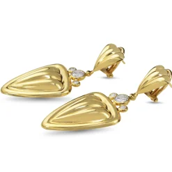 18ct Yellow Gold Fancy Drop Earrings with Cubic Zirconia
