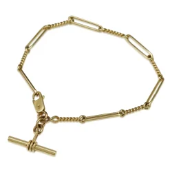 9ct Yellow Gold Fancy Link Fob Chain Bracelet