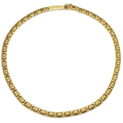 18ct Yellow Gold Fancy Link Omega Style Necklace