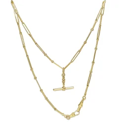9ct Yellow Gold Fancy Link Fob Chain Necklace