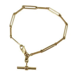 9ct Yellow Gold Fancy Link Fob Chain Bracelet