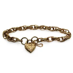 9ct Yellow Gold Fancy Link Etched Bracelet with Padlock