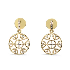 9ct Yellow Gold Filigree Diamond Earrings