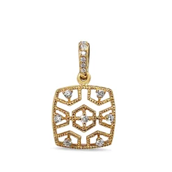 9ct Yellow Gold Filigree Diamond Pendant