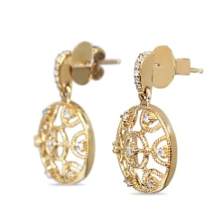 9ct Yellow Gold Filigree Diamond Earrings