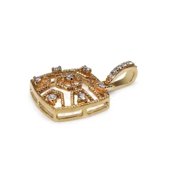 9ct Yellow Gold Filigree Diamond Pendant