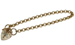 9ct Yellow Gold Fine Belcher Link Bracelet with Padlock