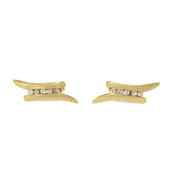 9ct Yellow Gold Fine Channel Set Diamond Stud Earrings