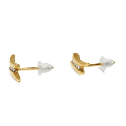 9ct Yellow Gold Fine Channel Set Diamond Stud Earrings