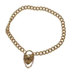 9ct Yellow Gold Fine Curb Link Bracelet with Padlock Clasp