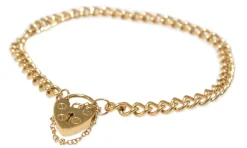 9ct Yellow Gold Fine Curb Link Bracelet with Padlock Clasp