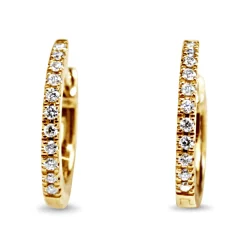9ct Yellow Gold Fine Diamond Hoop Earrings