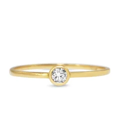 18ct Yellow Gold Fine Diamond Bezel Solitaire Ring