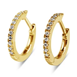 9ct Yellow Gold Fine Diamond Hoop Earrings