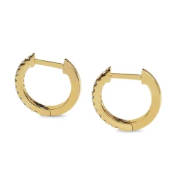 9ct Yellow Gold Fine Diamond Hoop Earrings