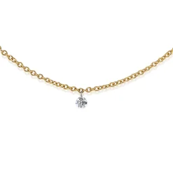 9ct Yellow Gold Fine Solitaire Diamond Necklace