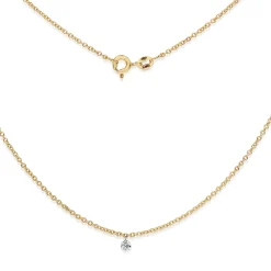 9ct Yellow Gold Fine Solitaire Diamond Necklace