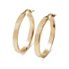 9ct Yellow Gold Flat Hoop Earrings with Side Etching