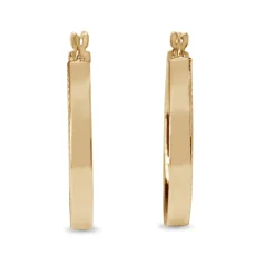 9ct Yellow Gold Flat Hoop Earrings with Side Etching