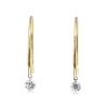 9ct Yellow Gold Floating Diamond Open Hoop Earrings