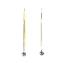 9ct Yellow Gold Floating Diamond Open Hoop Earrings