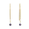 9ct Yellow Gold Floating Purple Sapphire Open Hoop Earrings