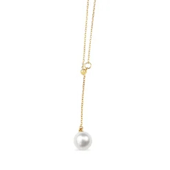 18ct Yellow Gold Fresh Water Pearl Lariat Style Necklace